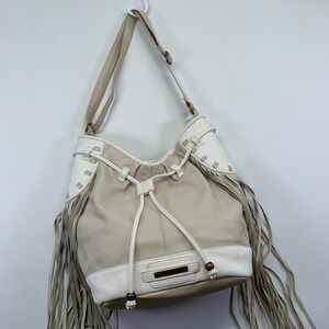 Andrea Jovine Fringe Bucket Bag Leather Shoulder Crossbody Bag Baho Purse